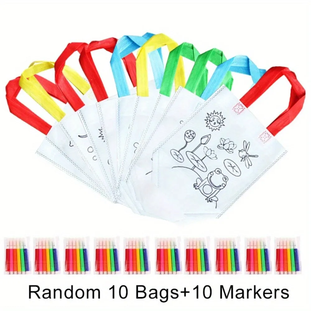 10Piece DIY Graffiti Bag Set with Coloring Markers