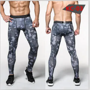 2016 Men Compression Pants Tights Casual  Bodybuilding Mans Trousers Brand Camouflage Army Green Skinny Leggings