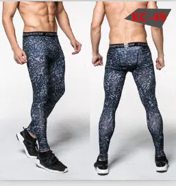 2016 Men Compression Pants Tights Casual  Bodybuilding Mans Trousers Brand Camouflage Army Green Skinny Leggings