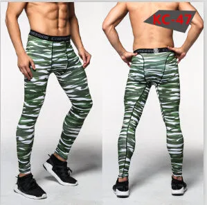 2016 Men Compression Pants Tights Casual  Bodybuilding Mans Trousers Brand Camouflage Army Green Skinny Leggings