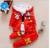 2016 New Chidren Kids Boys Clothing Set Autumn Winter 3 Piece Sets Hooded Coat Suits Fall Cotton Baby Boys Clothes mouse T657