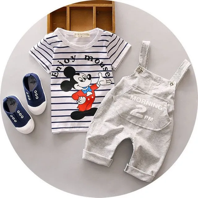 2016 New Summer baby sets boys clothes cotton o-neck shorts with character print children toolders clothing set suit A122-A159