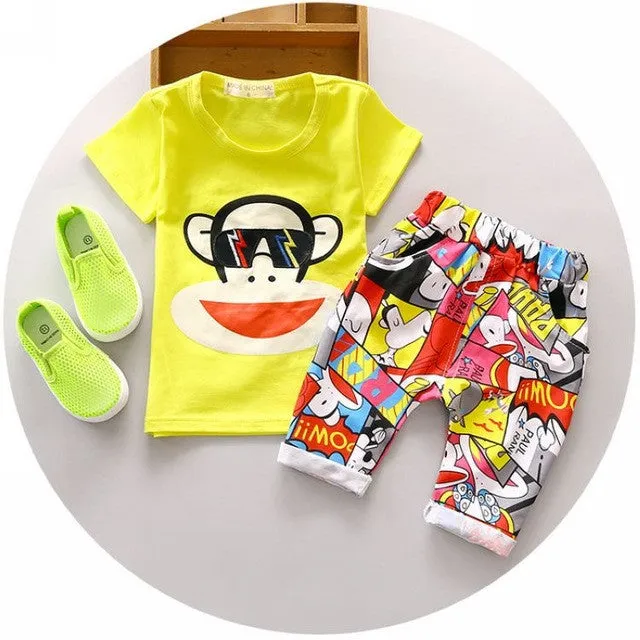 2016 New Summer Children Sets baby boy clothes for 1 2 3 4 years old boys clothing set A234