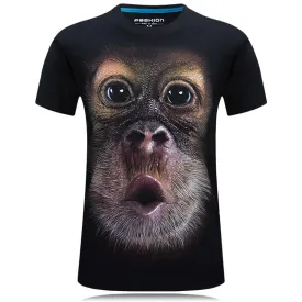 2016 summer Men's brand clothing O-Neck short sleeve animal T-shirt gas monkey/lion 3D Digital Printed T shirt Homme large size