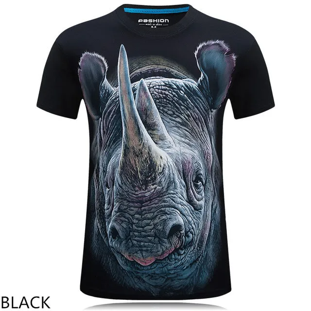 2016 summer Men's brand clothing O-Neck short sleeve animal T-shirt gas monkey/lion 3D Digital Printed T shirt Homme large size