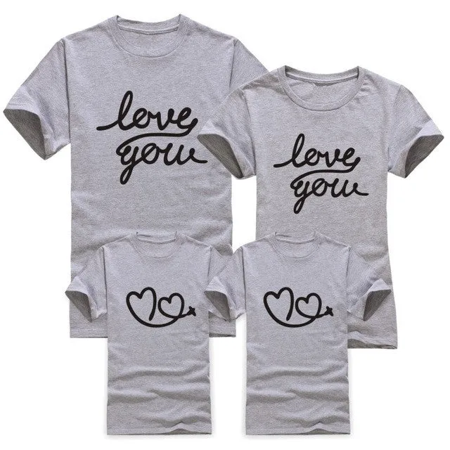 2017 Cotton boy girl Clothes.Children's Clothing,women men t-shirts,Family look,love you,family clothes, Family Matching Outfits