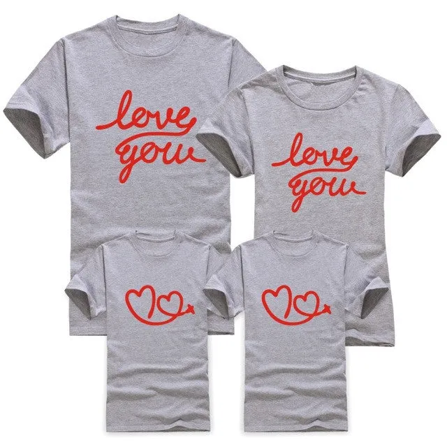 2017 Cotton boy girl Clothes.Children's Clothing,women men t-shirts,Family look,love you,family clothes, Family Matching Outfits