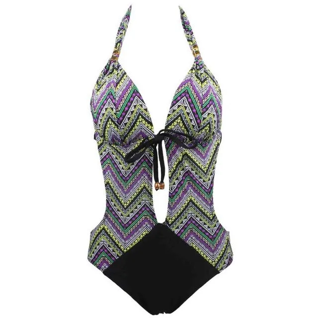 2017 Hot Sale Swimwear Women Vintage Retro One Piece Swimsuit Womens Sexy Ethnic Tribal Geometric Monokini Swimwear Bathing Suit