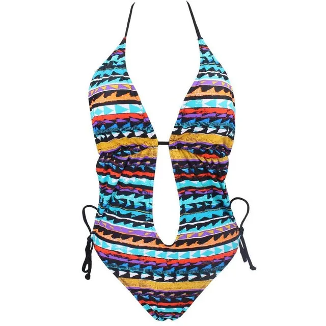 2017 Hot Sale Swimwear Women Vintage Retro One Piece Swimsuit Womens Sexy Ethnic Tribal Geometric Monokini Swimwear Bathing Suit