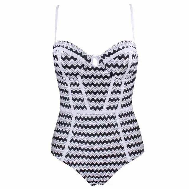 2017 Hot Sale Swimwear Women Vintage Retro One Piece Swimsuit Womens Sexy Ethnic Tribal Geometric Monokini Swimwear Bathing Suit