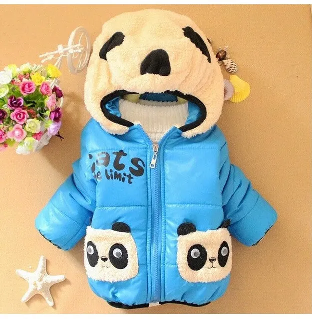 2017 New Cartoon Bear Baby Boys Jacket Kids Winter Keeping Warm Cotton Hoodies Coat Children Casual Outerwear Clothing