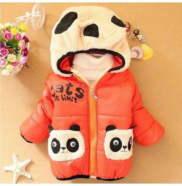 2017 New Cartoon Bear Baby Boys Jacket Kids Winter Keeping Warm Cotton Hoodies Coat Children Casual Outerwear Clothing