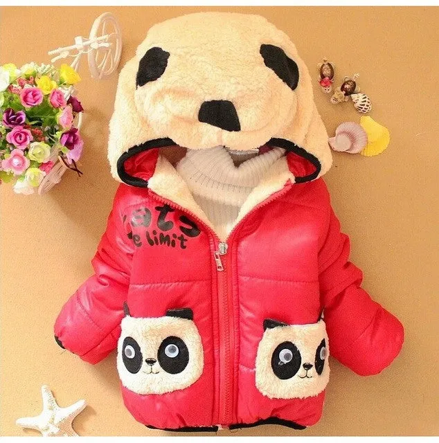 2017 New Cartoon Bear Baby Boys Jacket Kids Winter Keeping Warm Cotton Hoodies Coat Children Casual Outerwear Clothing