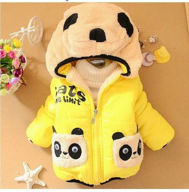 2017 New Cartoon Bear Baby Boys Jacket Kids Winter Keeping Warm Cotton Hoodies Coat Children Casual Outerwear Clothing