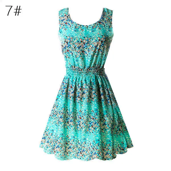 22 Colors New Summer Women Tank Chiffon Beach Vestido Sleeveless T-shirts Floral Vestidoes M L XL XXL