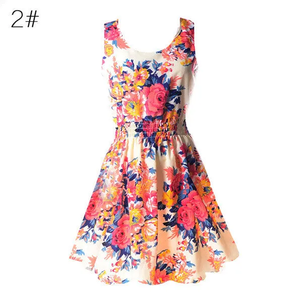 22 Colors New Summer Women Tank Chiffon Beach Vestido Sleeveless T-shirts Floral Vestidoes M L XL XXL