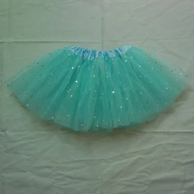 2T kids girl star glitter dance tutu skirt sequin with 3 layers tulle tutu toddler girl chiffon pettiskrit