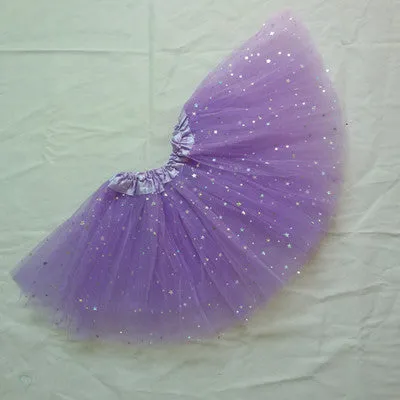 2T kids girl star glitter dance tutu skirt sequin with 3 layers tulle tutu toddler girl chiffon pettiskrit