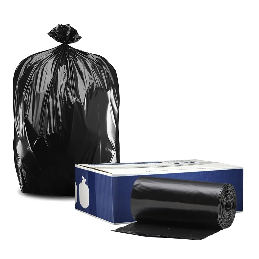 64-Gallon Toter Compatible Strong Black Trash Bags on Rolls - 2.0 Mil - 50/Case