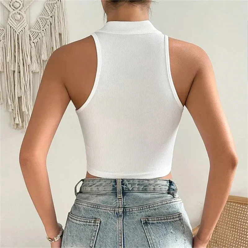 Advbridge-New Hollow Out Knitted Cross Halter Tops Y2k Camisole Women Spring Casual Summer Solid Tank Tops Sleeveless Sexy Crop Tops White