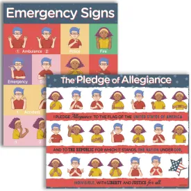 American Sign Language Posters for Classroom  1 Emergency Sign Language Chart for Kids