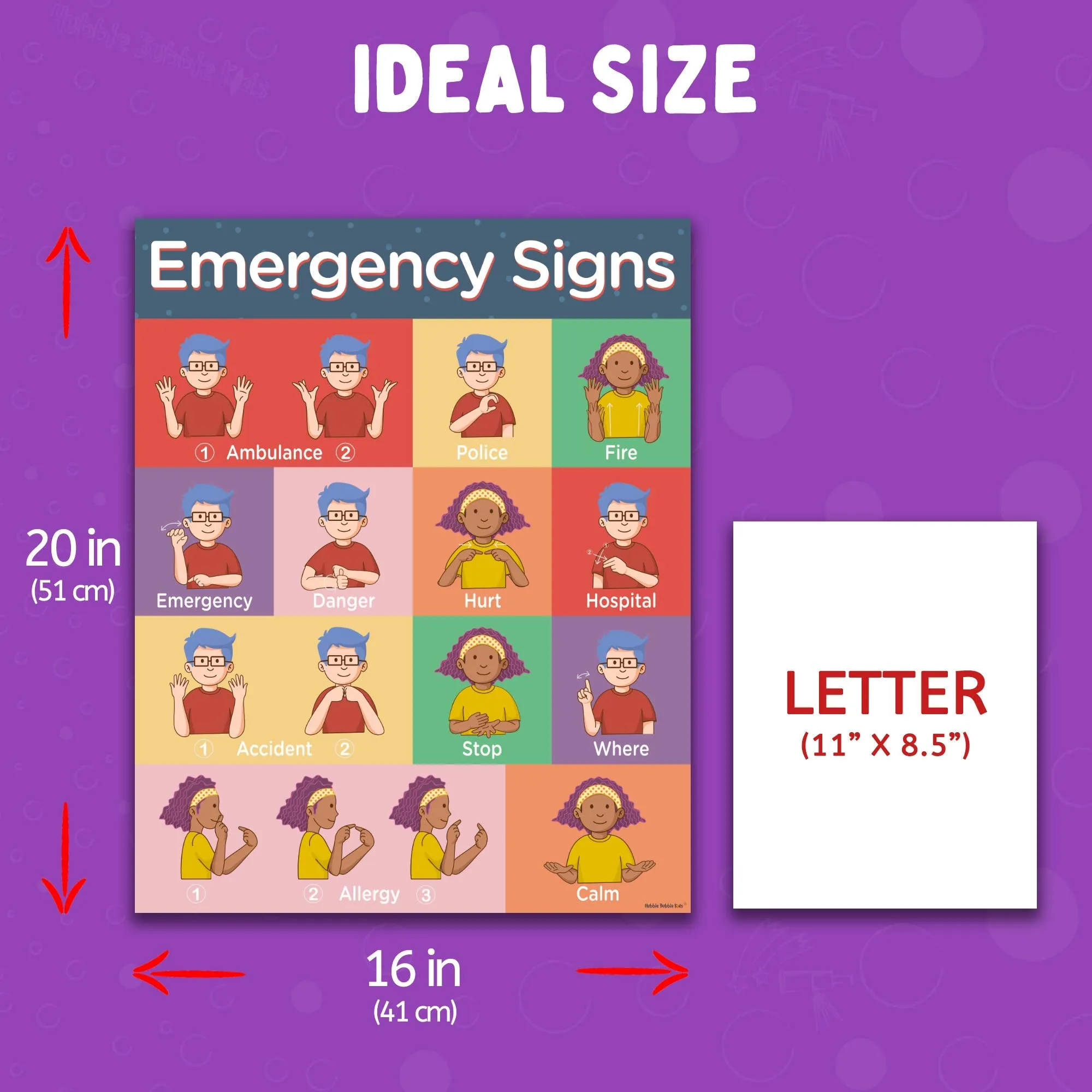 American Sign Language Posters for Classroom  1 Emergency Sign Language Chart for Kids