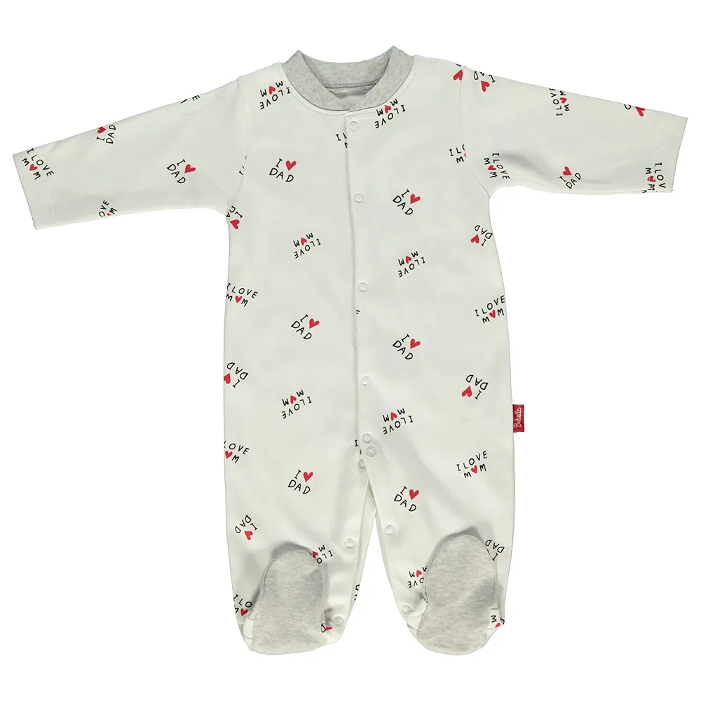 Bebetto Cotton Sleepsuit I Love Mom/Dad (0-9mths)