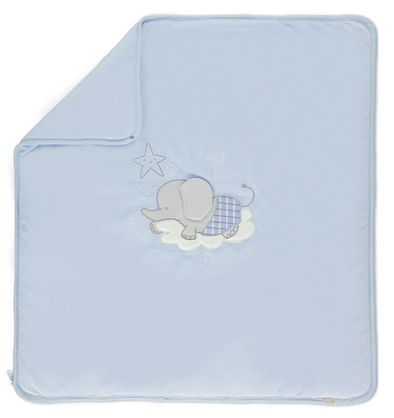 Bebetto Velour Baby Blanket/Nest Blue Elephant