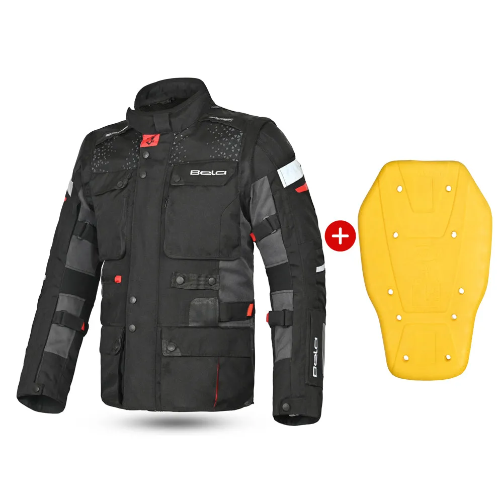 Bela Crossroad Men Textile Touring Motorcycle Water Resistant Jacket Black