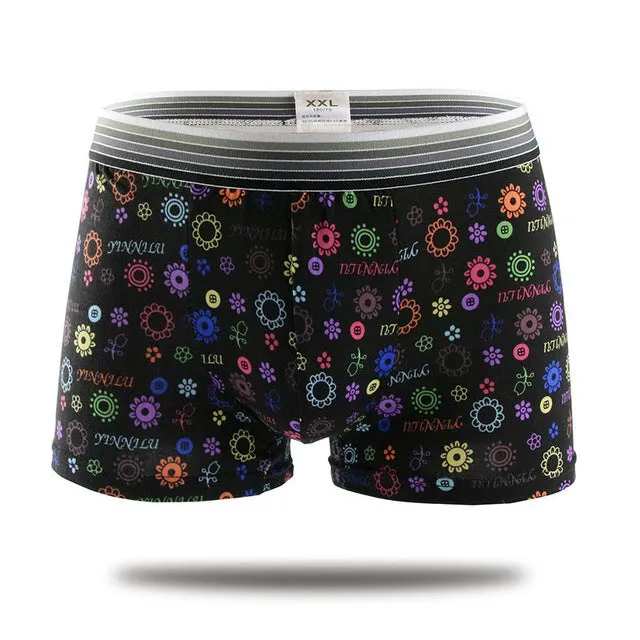 Best Sell Fashion Silk Underwear Men Lovely Cartoon Print Man Boxers Homme Comfortable Underpants Soft Breathable Male Panties