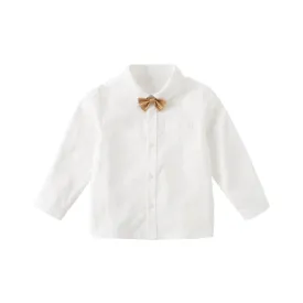 Classic Gents Boy Removable Bowtie White Shirt