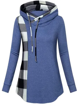 Color Block Long Sleeve Mid-Length Casual Hoodie