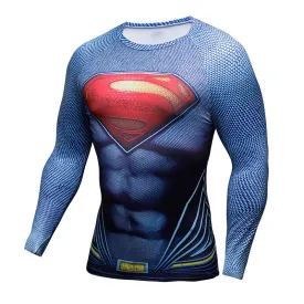 Compression Shirt Batman VS Superman 3D Printed T-shirts Men Raglan Long Sleeve Cosplay Costume Fit Clothing Fitness Tops Male