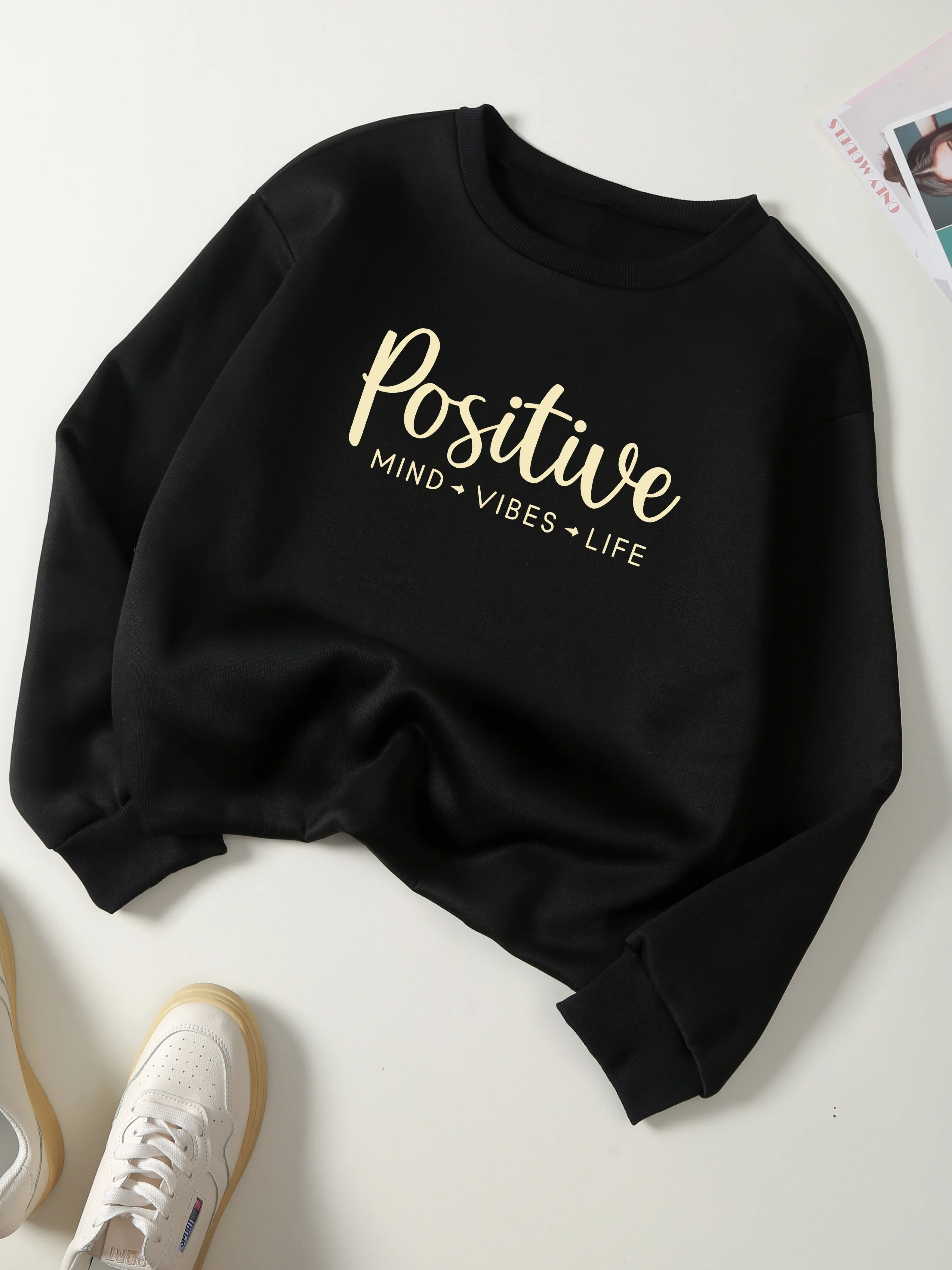 Cozy Womens FallWinter Print Sweatshirt  Embrace the Positive