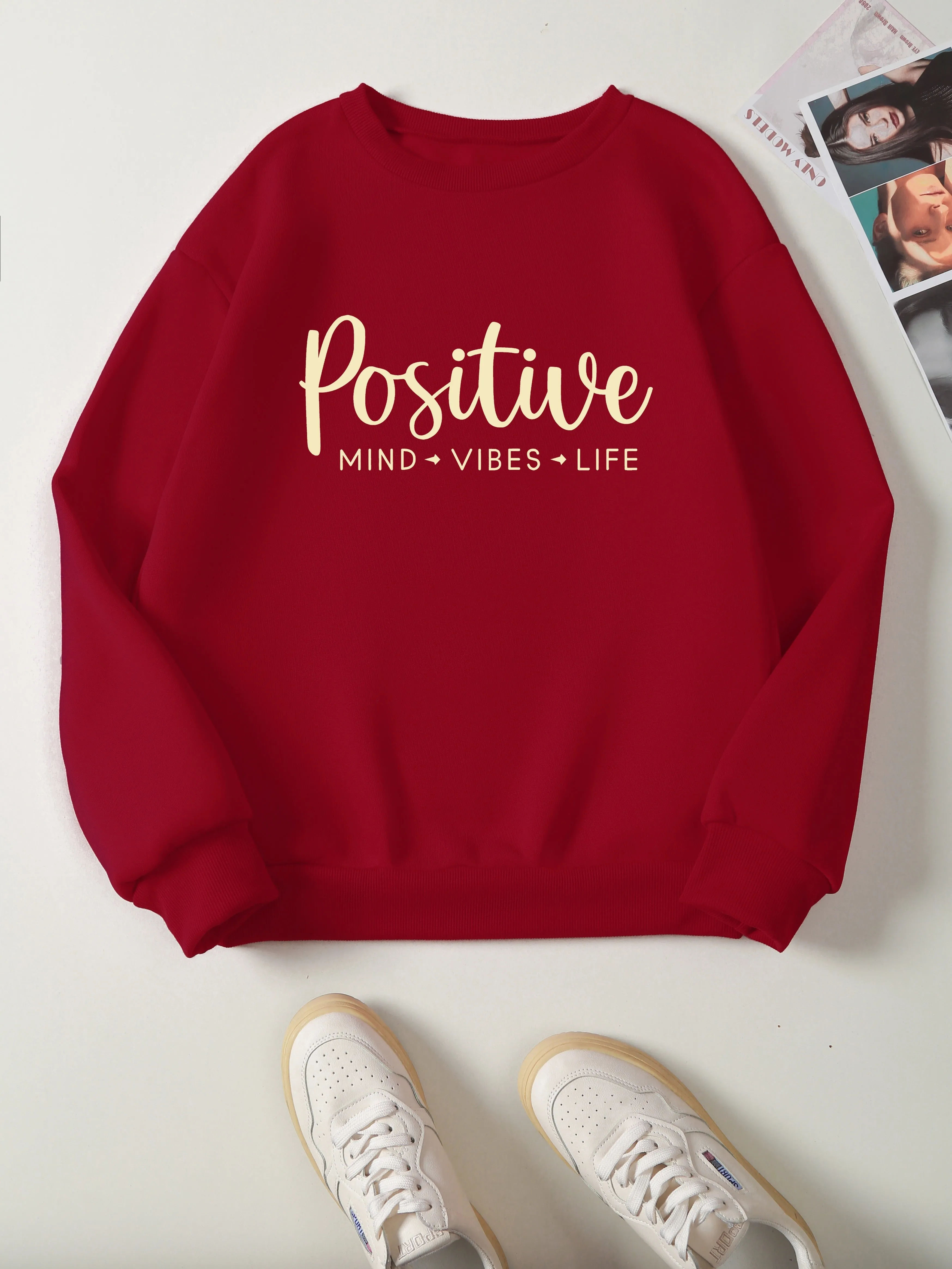 Cozy Womens FallWinter Print Sweatshirt  Embrace the Positive