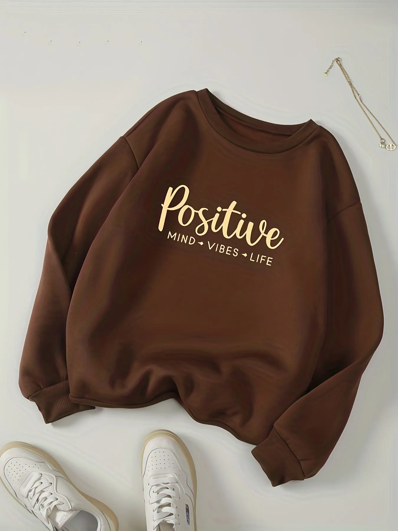 Cozy Womens FallWinter Print Sweatshirt  Embrace the Positive