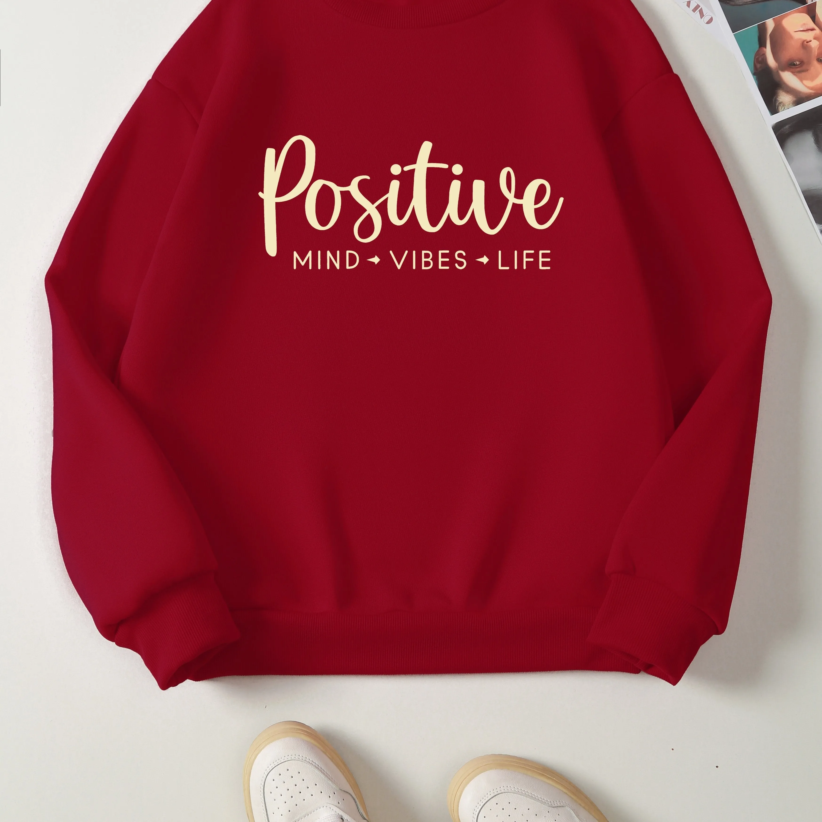 Cozy Womens FallWinter Print Sweatshirt  Embrace the Positive