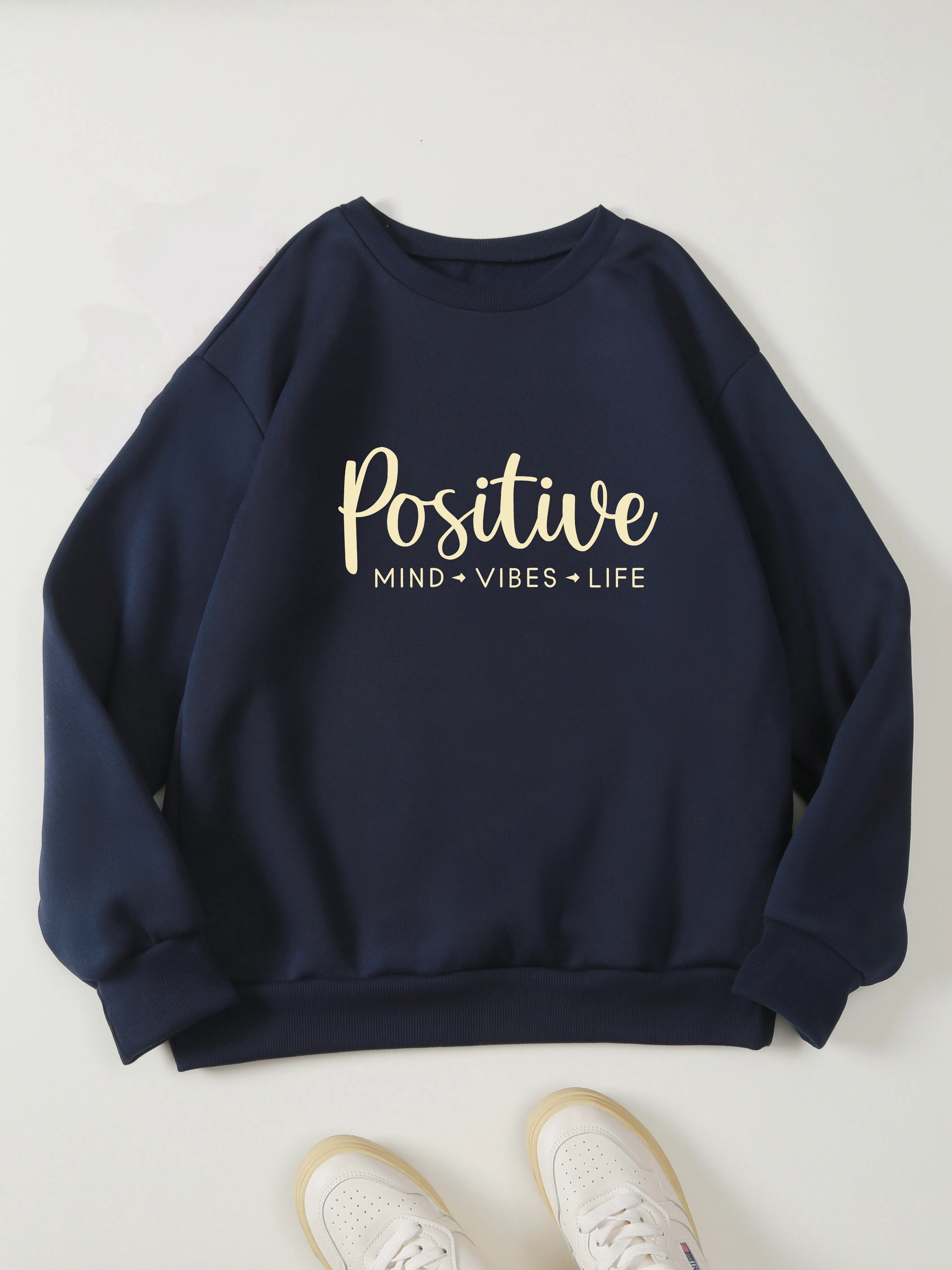 Cozy Womens FallWinter Print Sweatshirt  Embrace the Positive