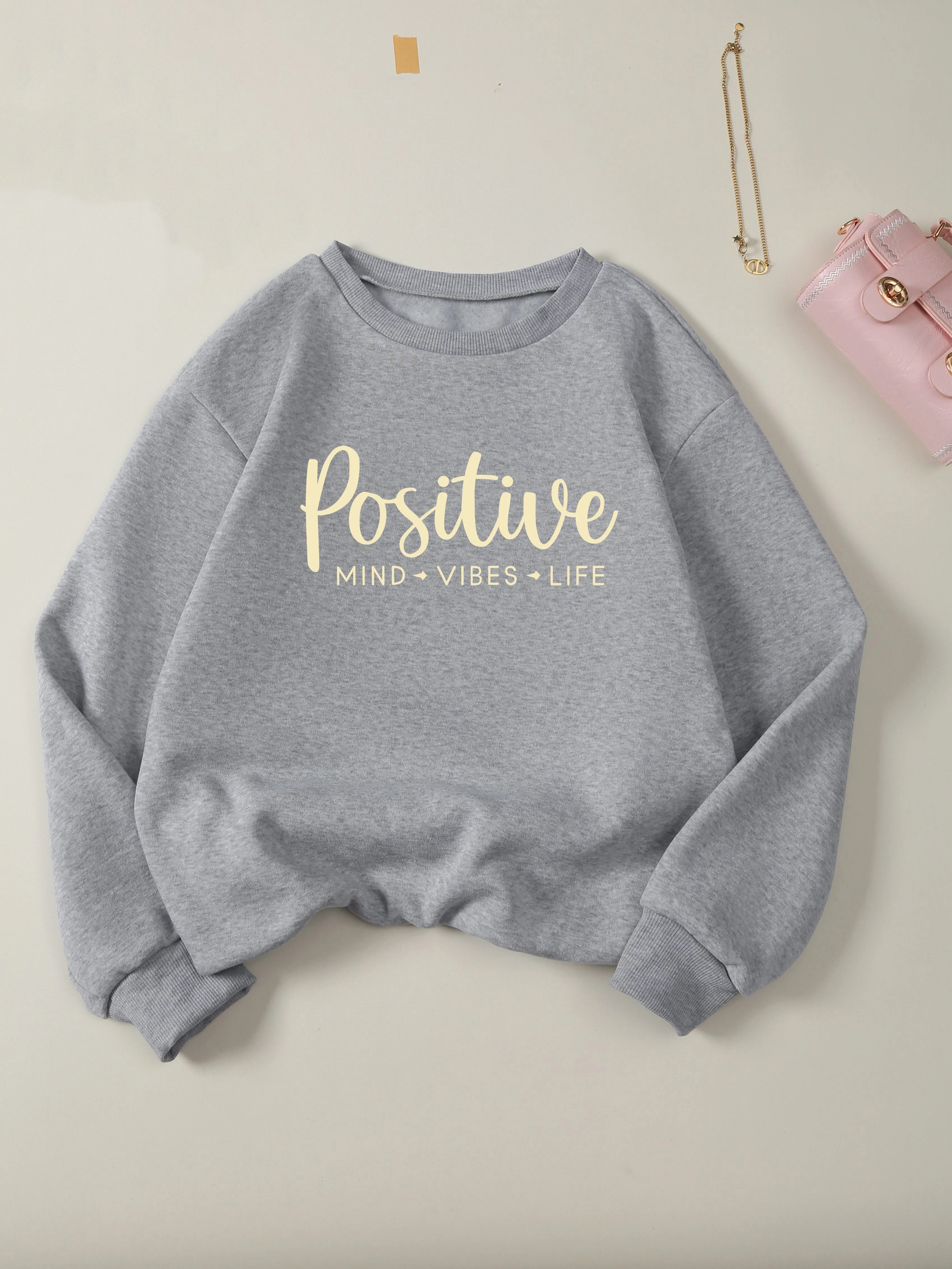 Cozy Womens FallWinter Print Sweatshirt  Embrace the Positive