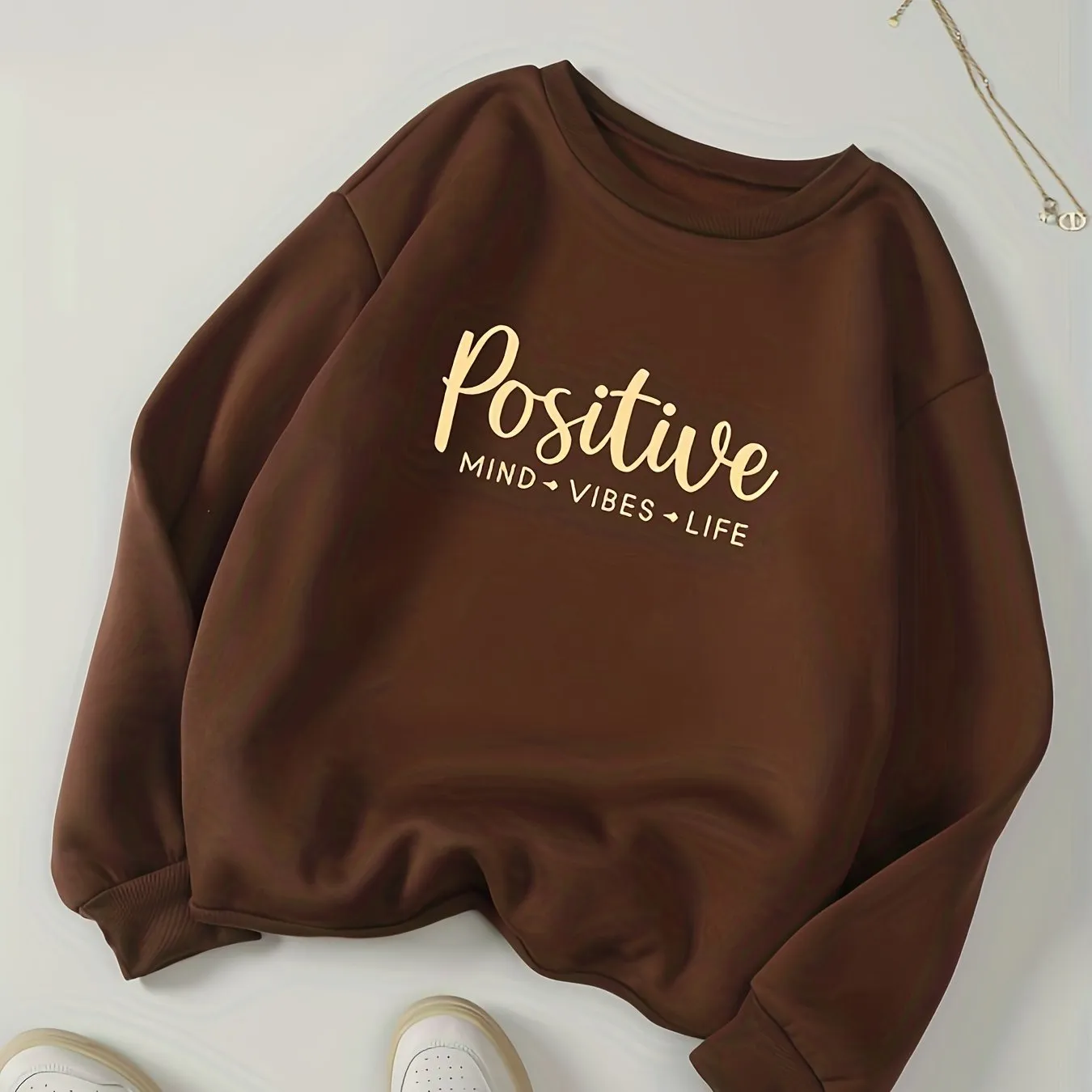 Cozy Womens FallWinter Print Sweatshirt  Embrace the Positive