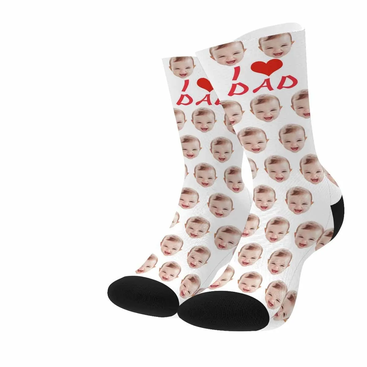 Custom Face I Love Dad Socks