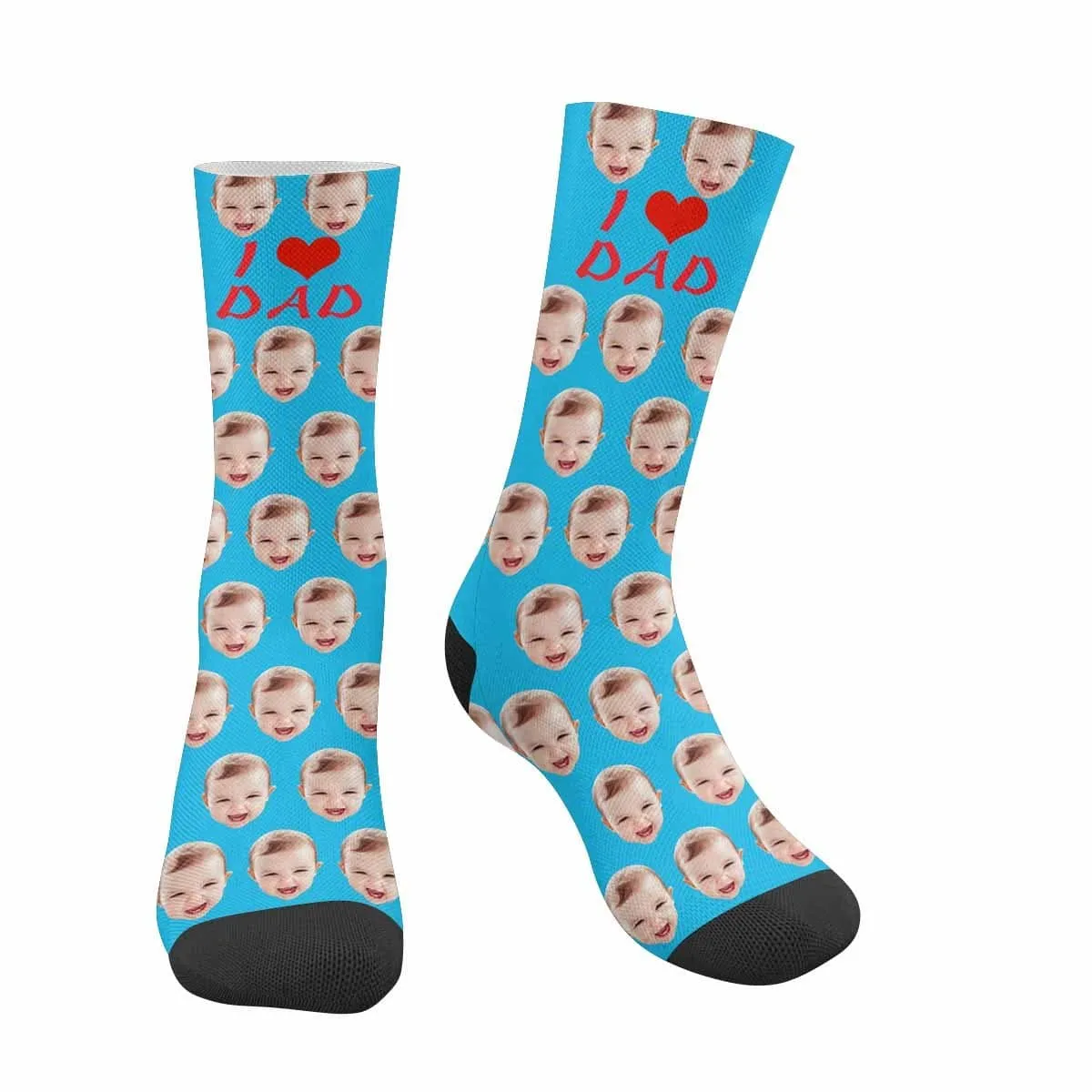 Custom Face I Love Dad Socks