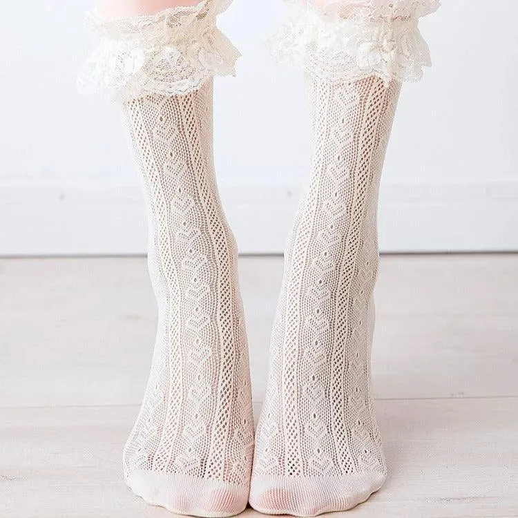 Cute Lolita Lace Ankle Socks White Frilly Socks