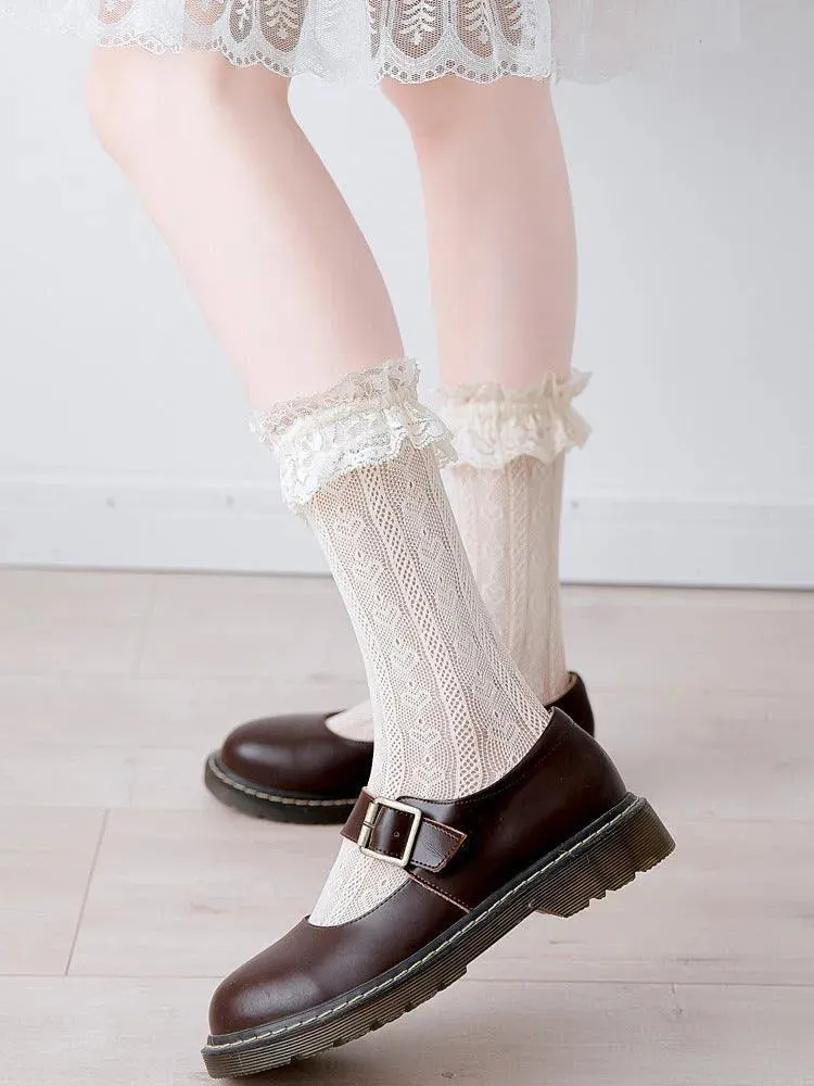 Cute Lolita Lace Ankle Socks White Frilly Socks