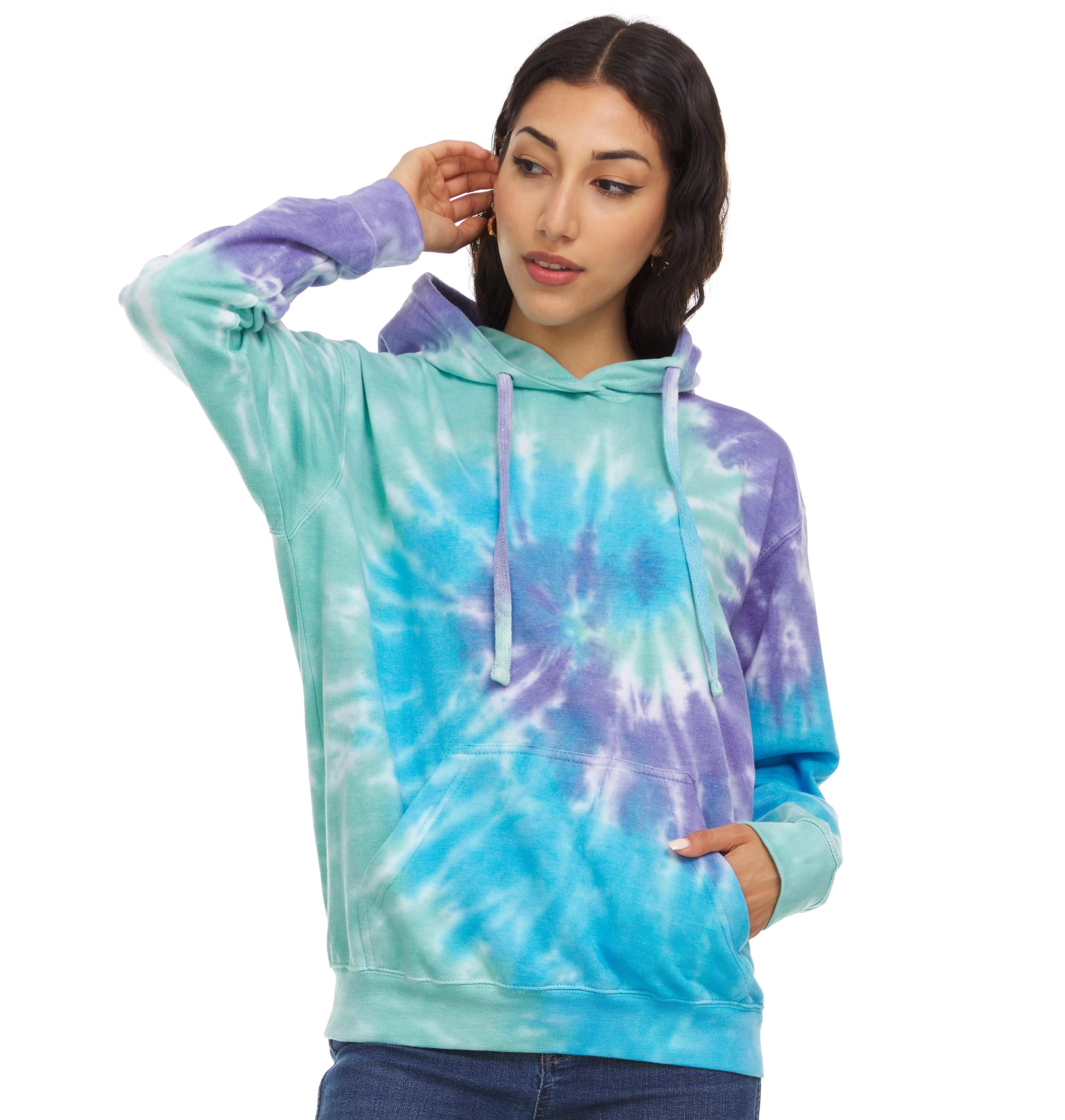 Daresay Womens Tie Dye Hoodie Pullover, Soft & Comfy Long Sleeve Clothing to Wear, Retro-cool Fleece Sweaters Sizes Up to XXL