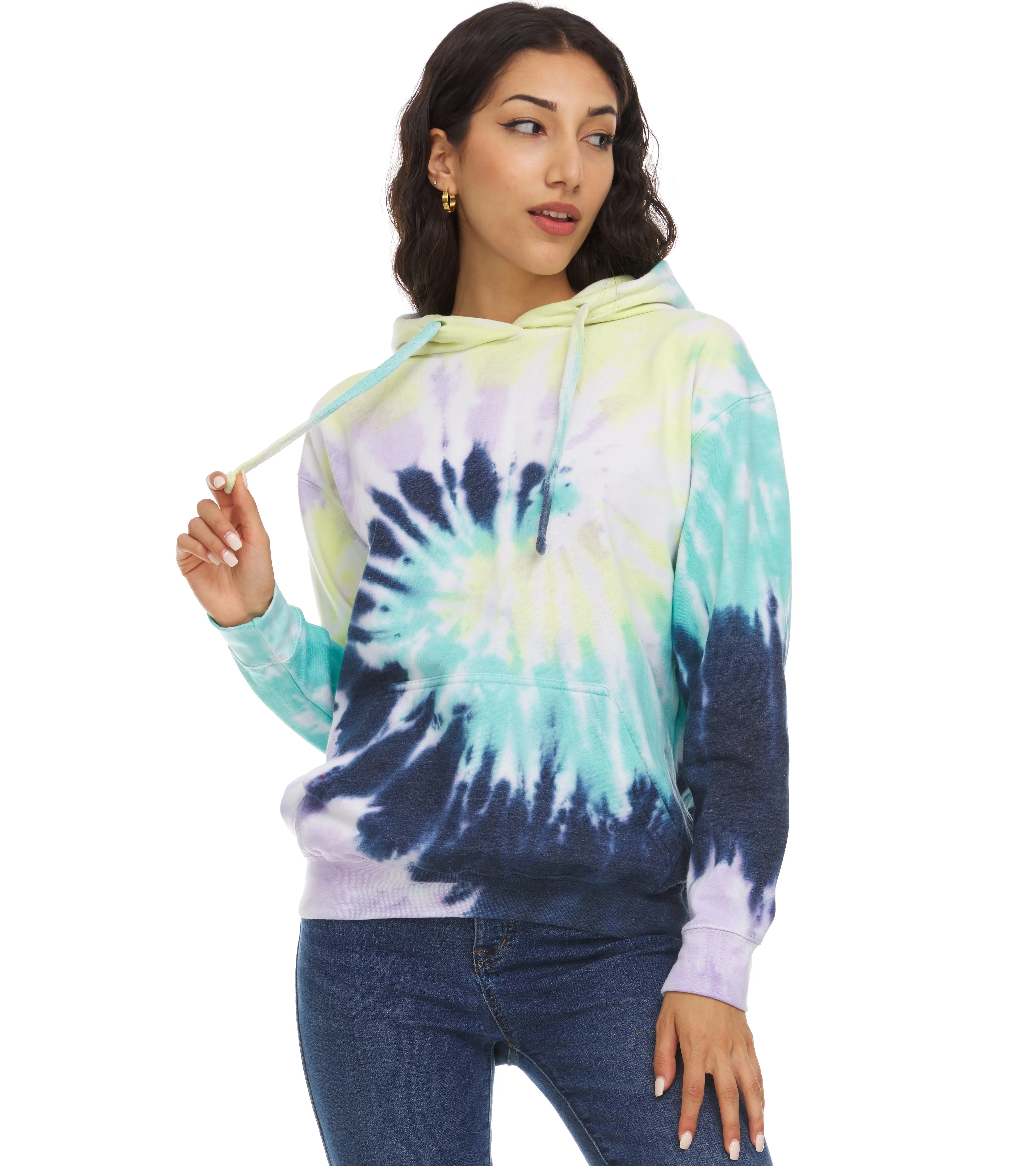 Daresay Womens Tie Dye Hoodie Pullover, Soft & Comfy Long Sleeve Clothing to Wear, Retro-cool Fleece Sweaters Sizes Up to XXL