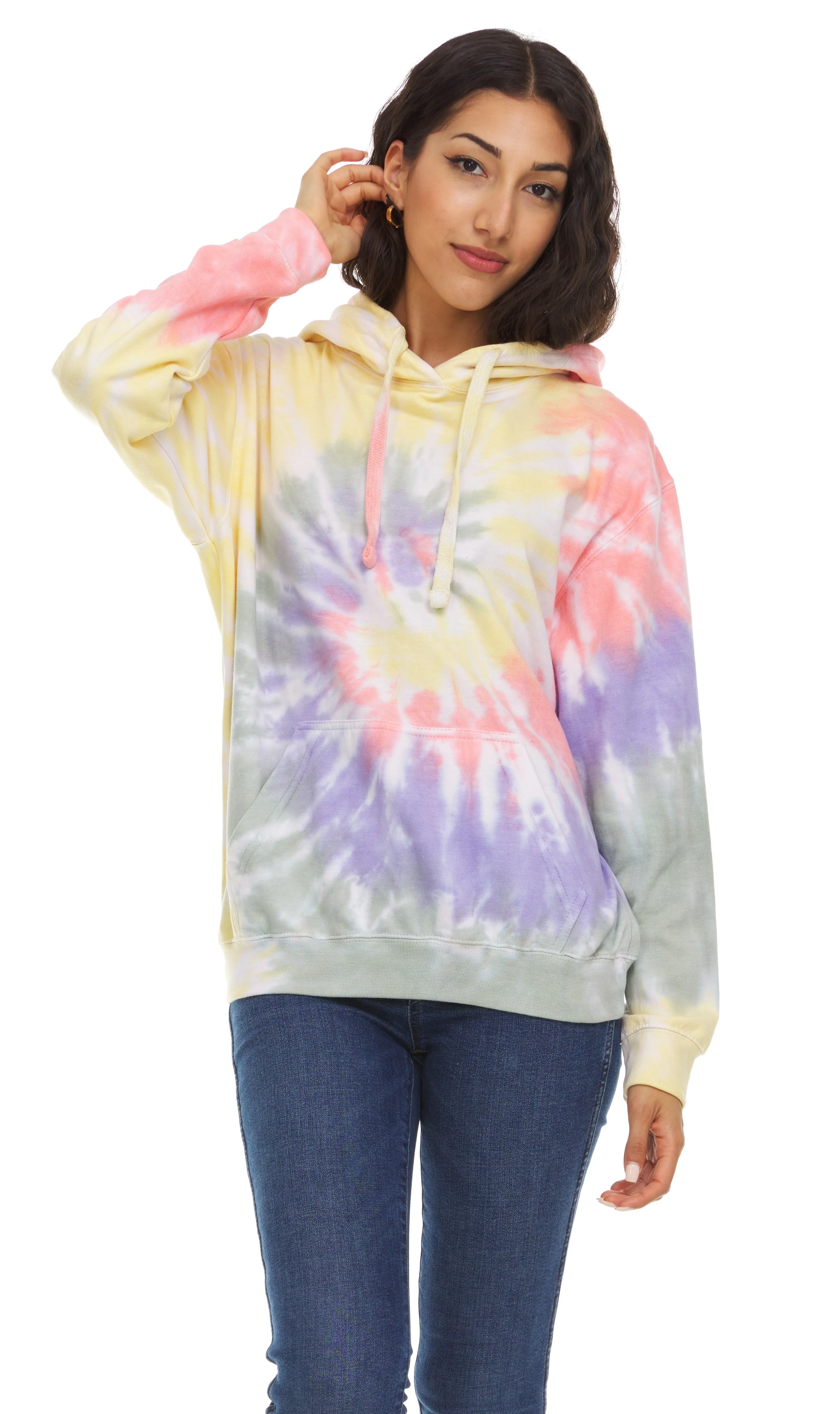 Daresay Womens Tie Dye Hoodie Pullover, Soft & Comfy Long Sleeve Clothing to Wear, Retro-cool Fleece Sweaters Sizes Up to XXL