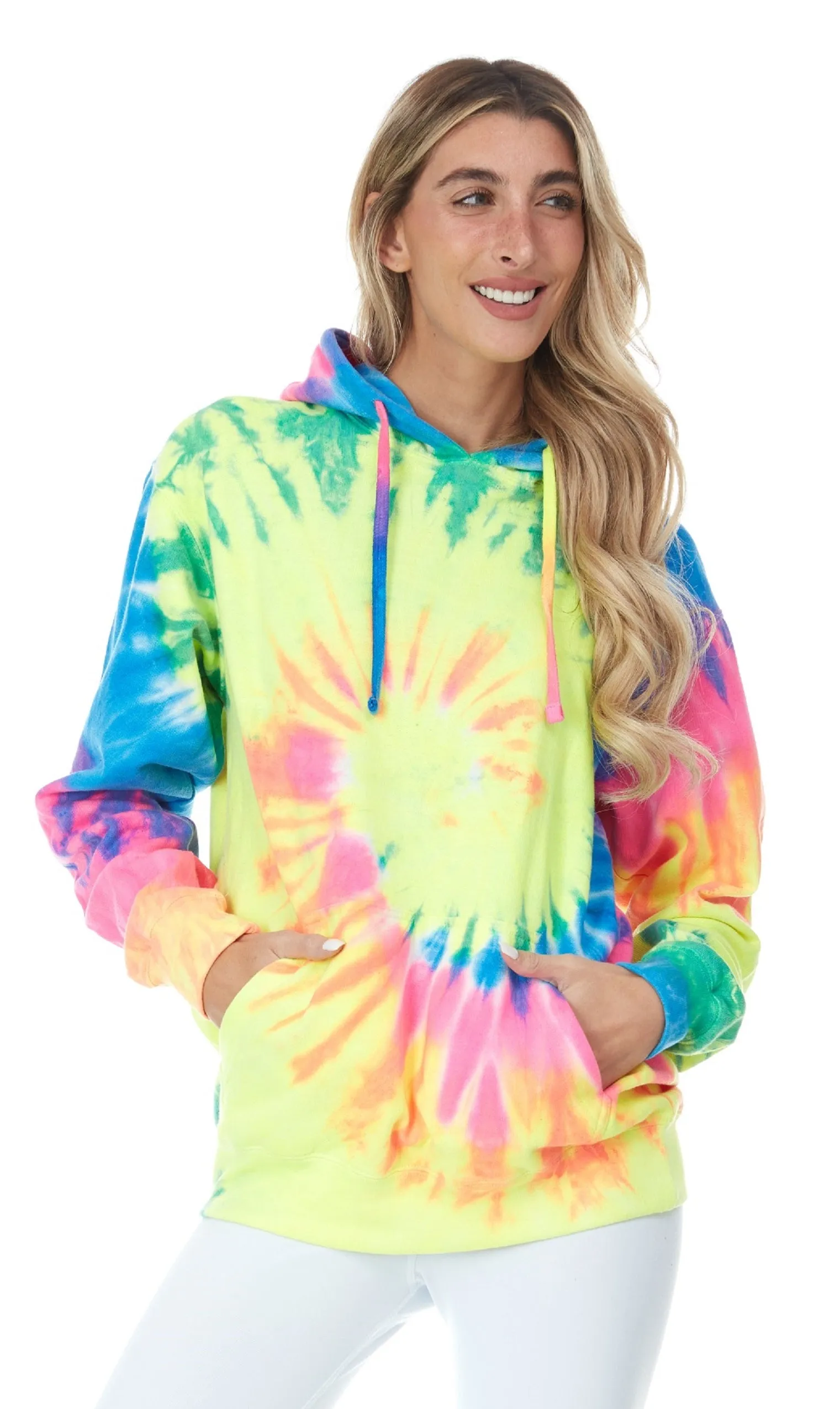 Daresay Womens Tie Dye Hoodie Pullover, Soft & Comfy Long Sleeve Clothing to Wear, Retro-cool Fleece Sweaters Sizes Up to XXL