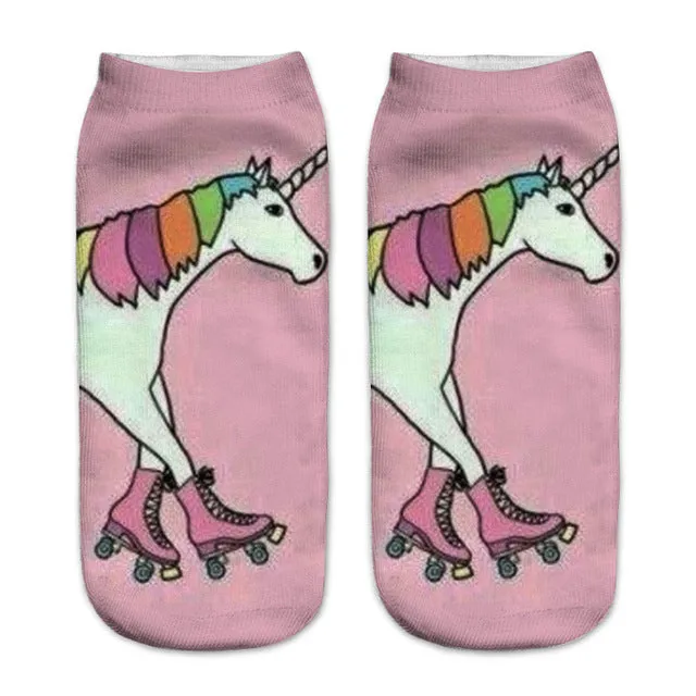 emoji unicorn funny socks Hot Sale 3d Printed womens socks low cut ankle short spaort socks