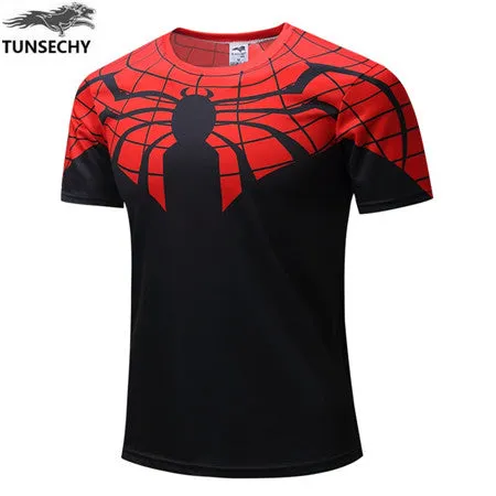 Free shipping 2016 t-shirt Superman/Batman/spider man/captain America /Hulk/Iron Man / t shirt men fitness shirts men t shirts